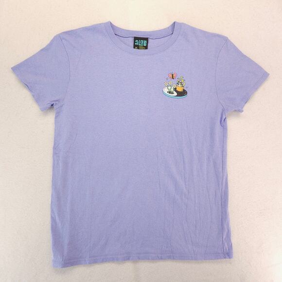 Alab Casual Long Sleeve Crew Neck Graphic T Shirt Womens Size Medium M Purple - Picture 2 of 9